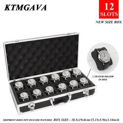 12 Slots Watch Storage Box Aluminum Alloy Useful Jewelry Wrist Watches Holder Display Box Watch Holder Box Organizer Toolbox
