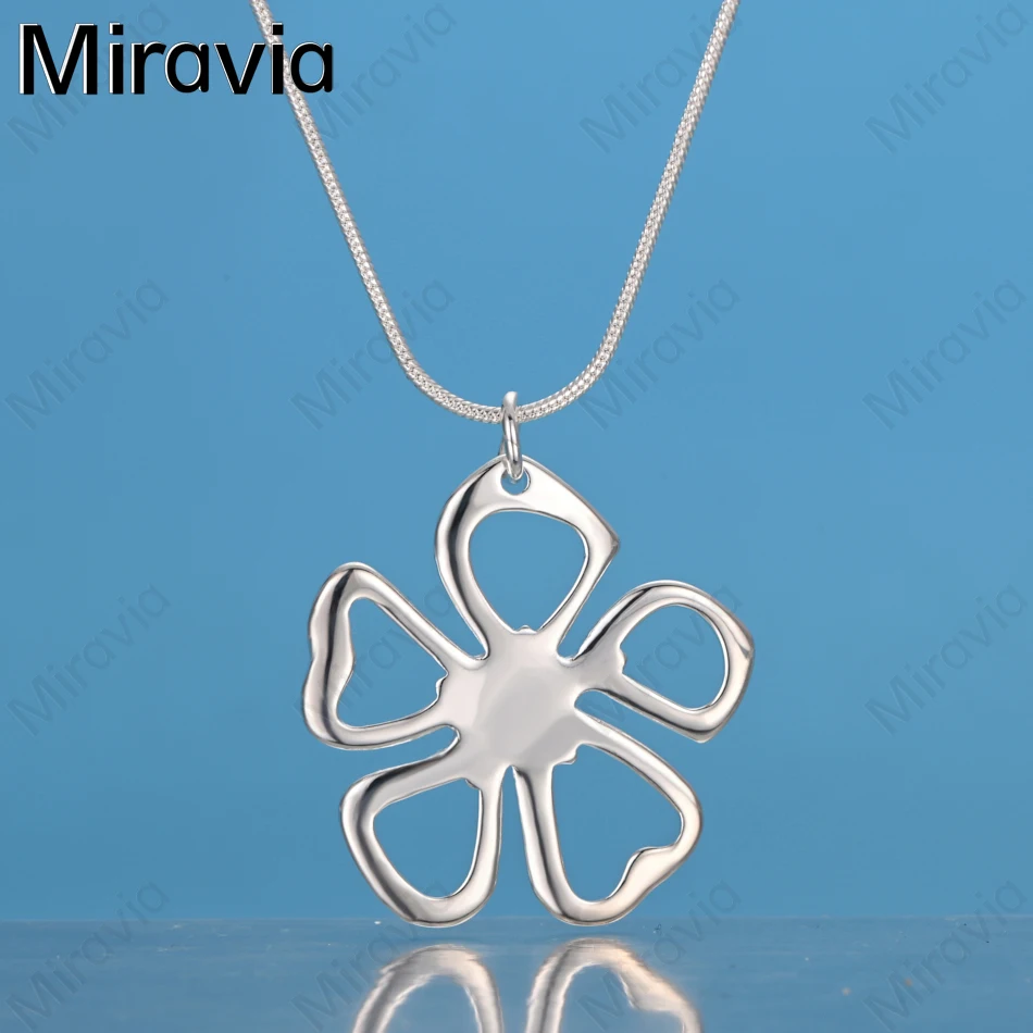 

Miravia 925 Sterling Silver Five-Leaf Clover Flower Pendant Necklace, Vintage Style, Personalized Accessory, Gift, Jewelry For W