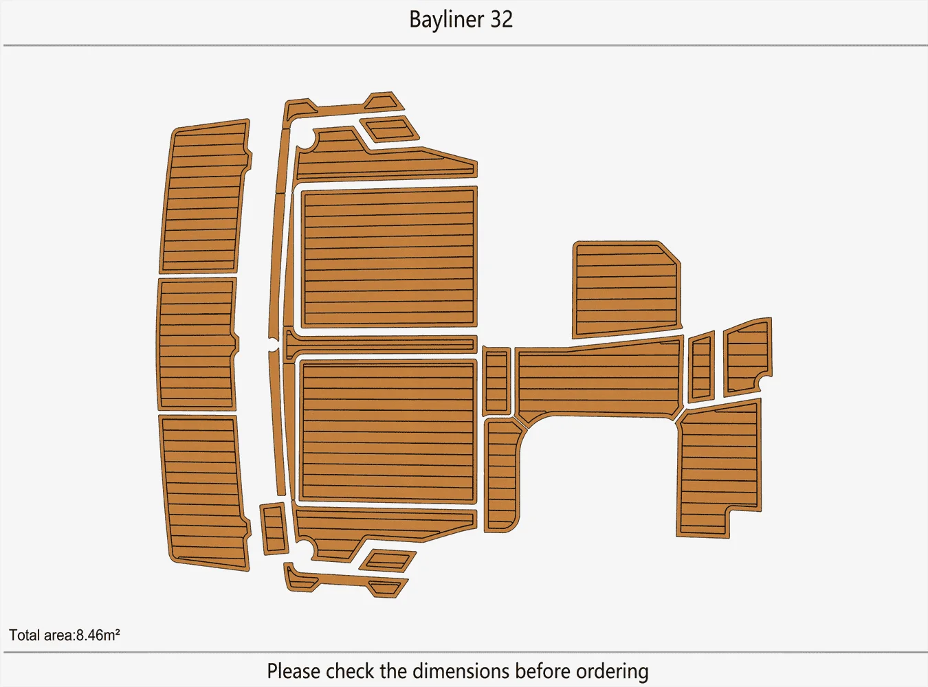 

Bayliner 32 Платформа для плавания в кабине, 1/4 дюйма, 6 мм, пол из тикового дерева EVA