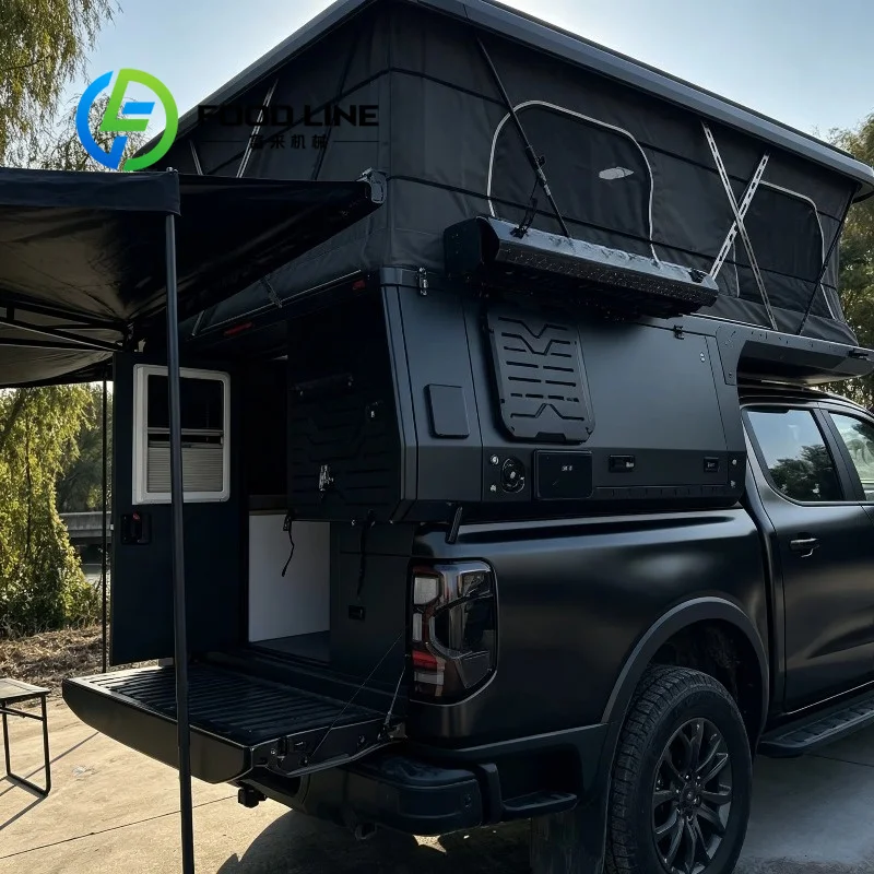 Pop Up Truck Bed Camper Wilderness Shelter Fits Multiple Pickup, Built‑In Storage Pockets For Camping Gears, Truck Camper Cabin
