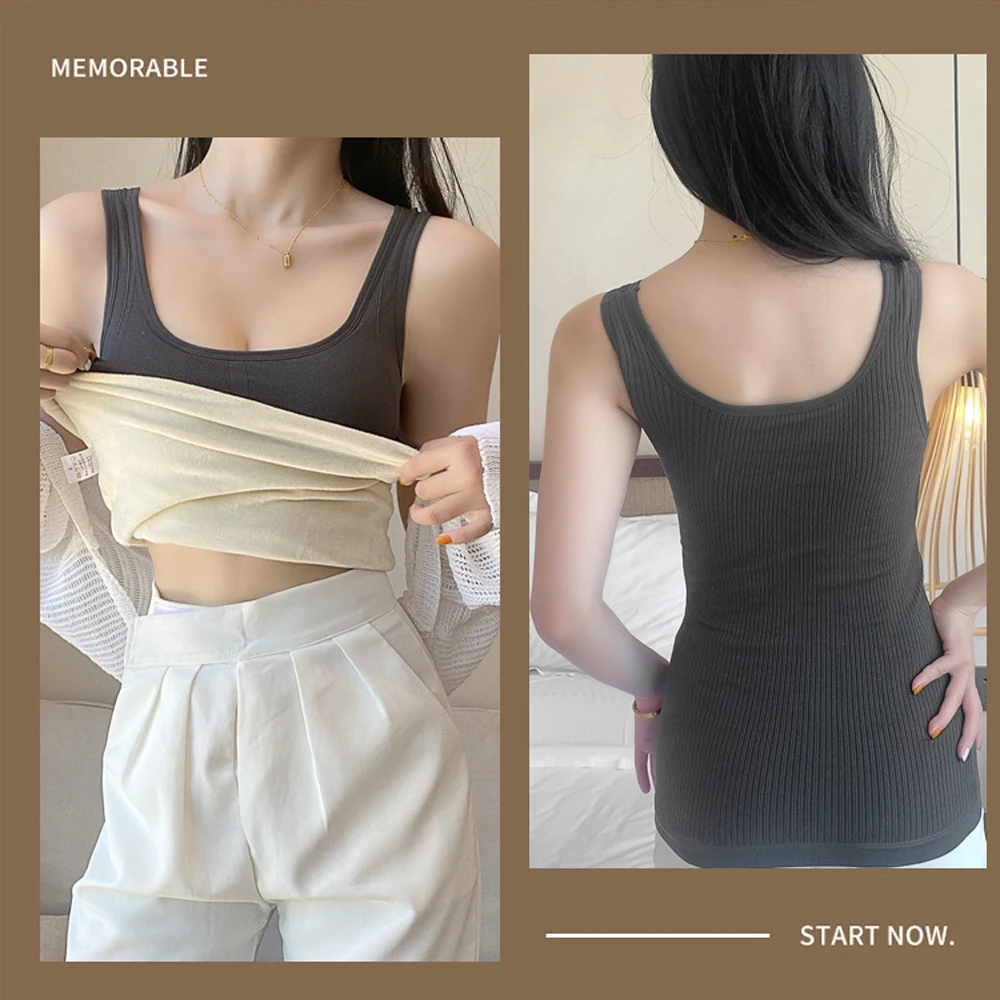 Intimo termico invernale da donna, gilet caldo e spesso con reggiseni