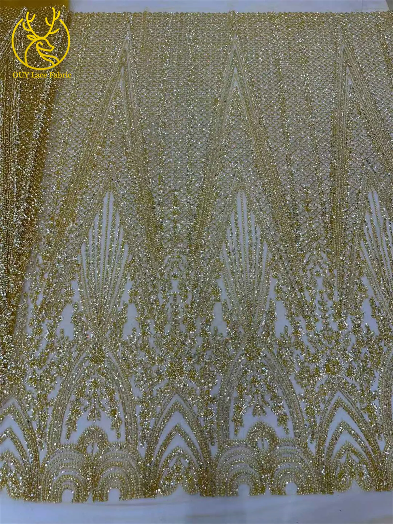 Meeresblau 2025, neuer afrikanischer handgefertigter Perlen-Pailletten-Spitzenstoff, französisch-nigerischer Tüll-Spitzenstoff, geeignet zum Nähen von Abendkleidern