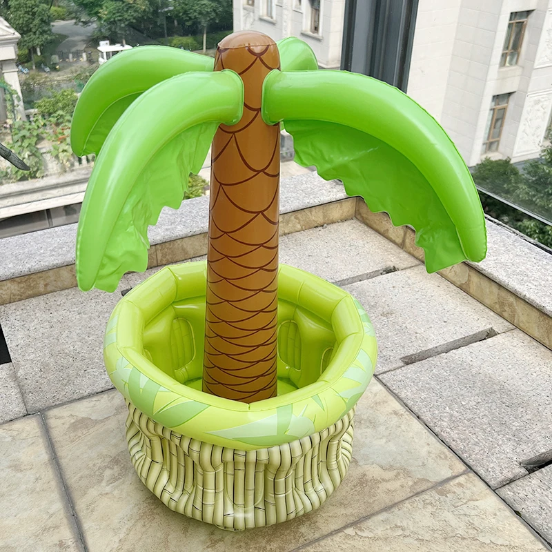 

1Pc Party Drink Cooling Ice Bucket Outdoor Cup Cushion Inflatable Coconut Tree Beer Bucket Happy Summer Hawaii Beach Party Decor