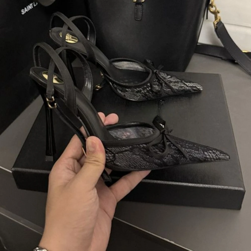 Genuine Leather High Heel Sandals Advanced Black Sandals Women 2026 Summer Sexy Wedding Shoes Party Single Shoes