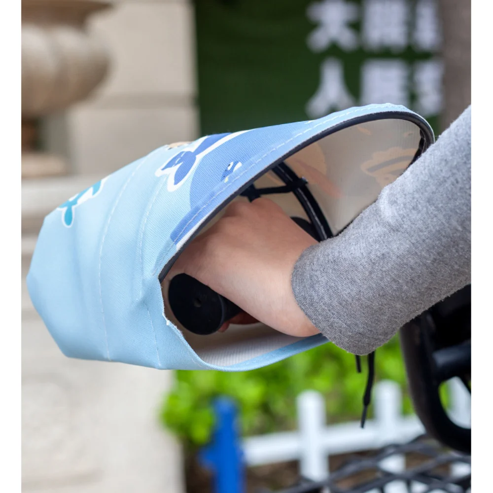 Sombrilla para vehículo eléctrico, guantes de protección solar, transpirables, impermeables, guantes para manillar de motocicleta, dibujos animados a prueba de viento