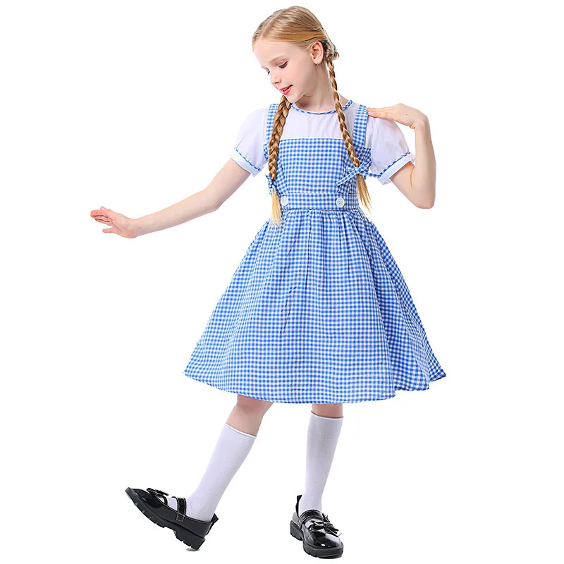 Disfraz de Dorothy para Niñas, Vestido Azul a Cuadros para Halloween, Disfraz de El Mago de Oz