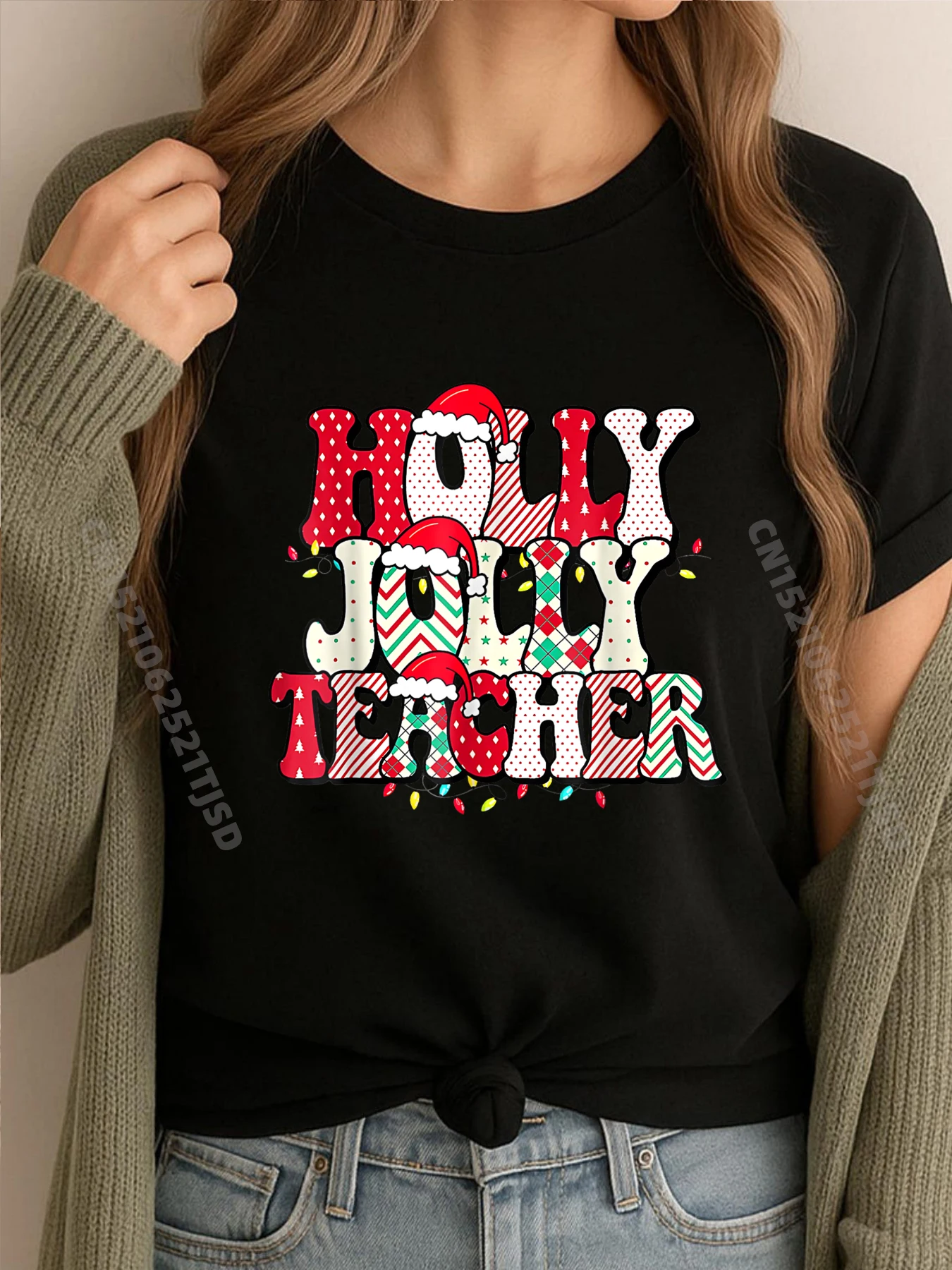 

Holly Xmas Jolly Teacher Christmas Vibes Праздничная спортивная футболка Женская и мужская одежда