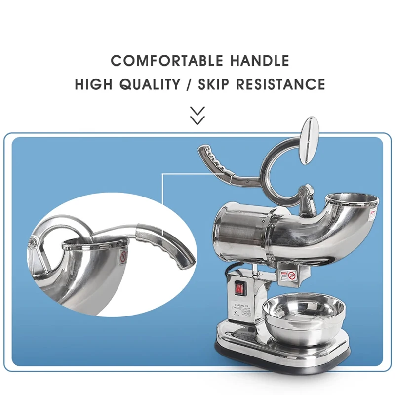 Elektrische Doppelklingen-Eisbrecher-Rasiermaschine, silberner Schneekegelbereiter für den privaten und gewerblichen Gebrauch, 440 lbs/h