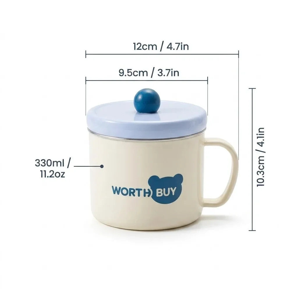Leuke koffiemok van 316 roestvrij staal met deksel, esthetisch design, anti-verbrandingshandvat, draagbaar drinkgerei, vaatwasmachinebestendig.