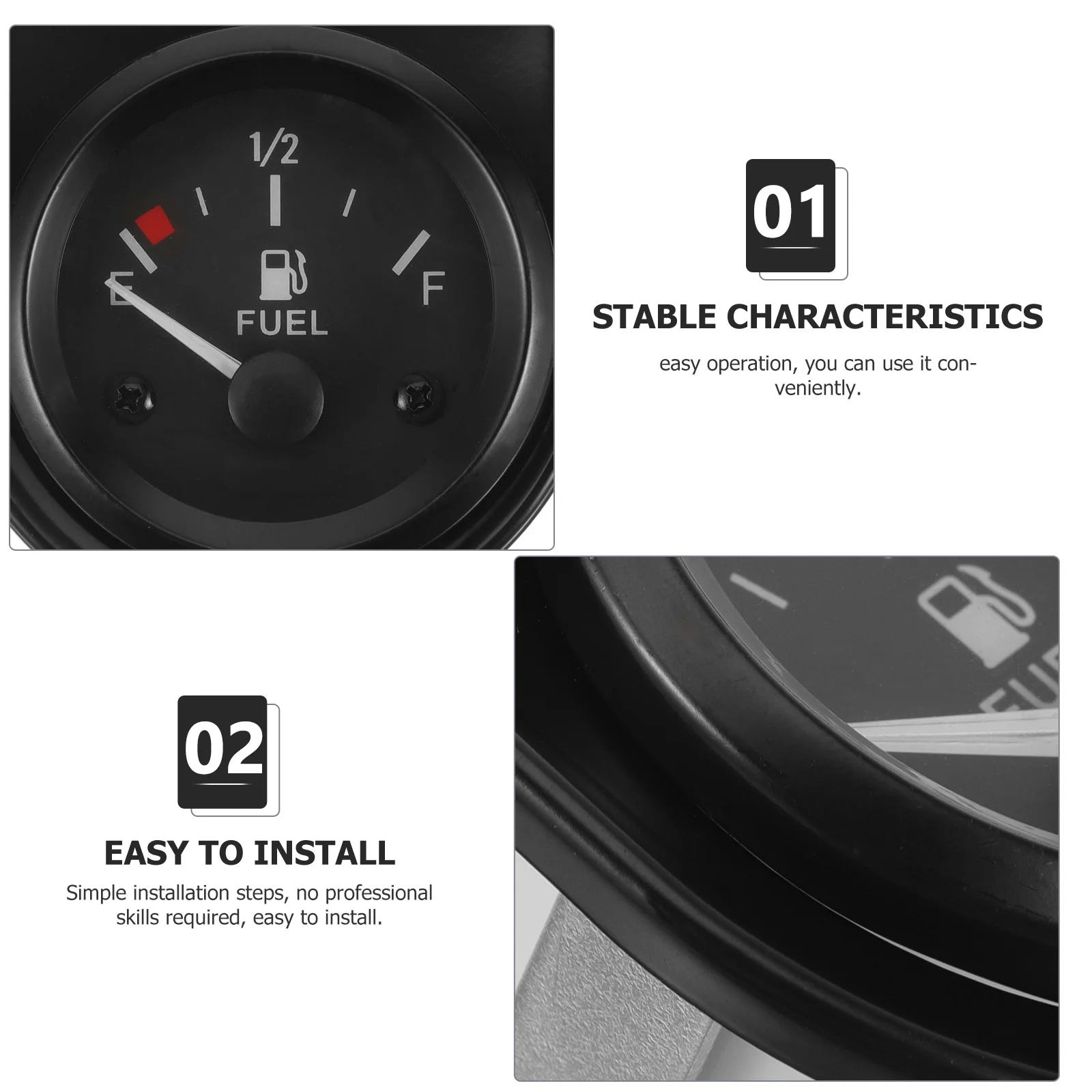 

Car Fuel Gauge Universal 52mm Reliable Durable Replacement Fuel Level Meter for Car and Motorcycle Motorcycle Supply