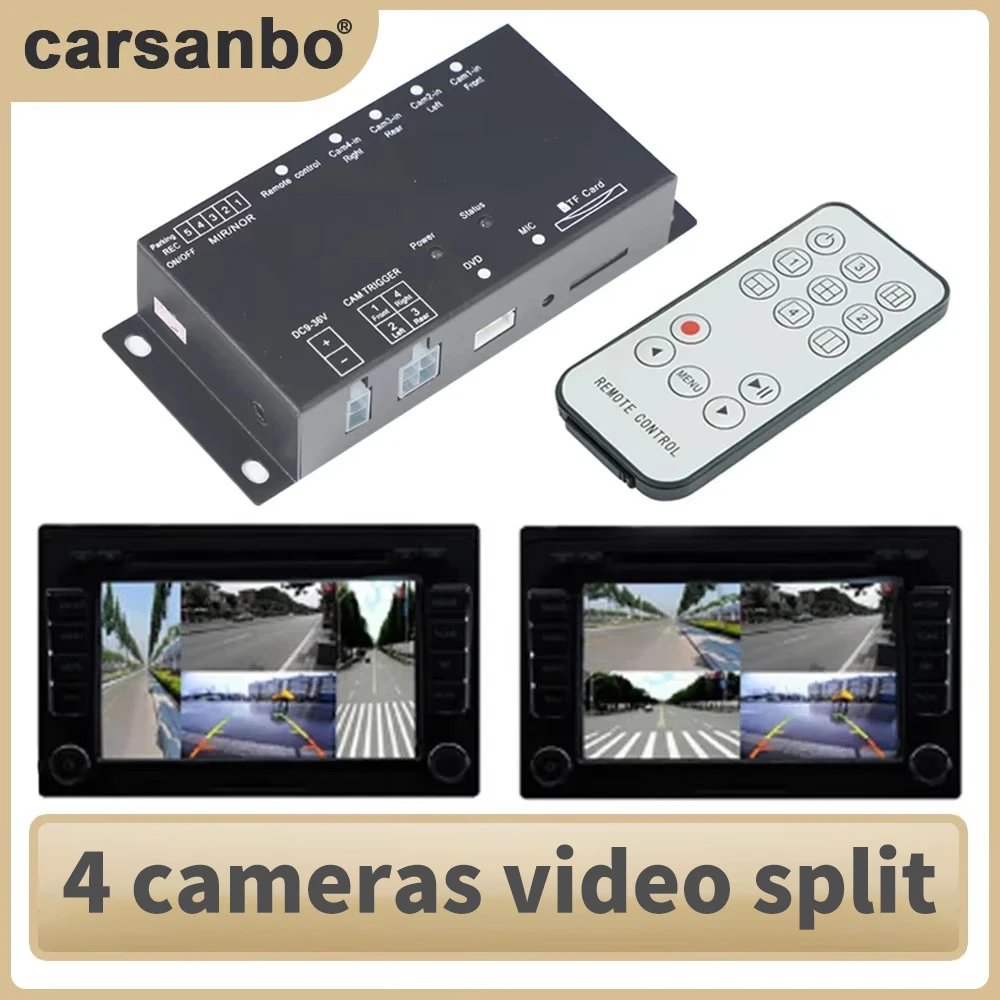 Car Video Recorder 4 Input Video Box Recording Function Supports 4 Cameras Video Front /rear /left /right /side View Camera