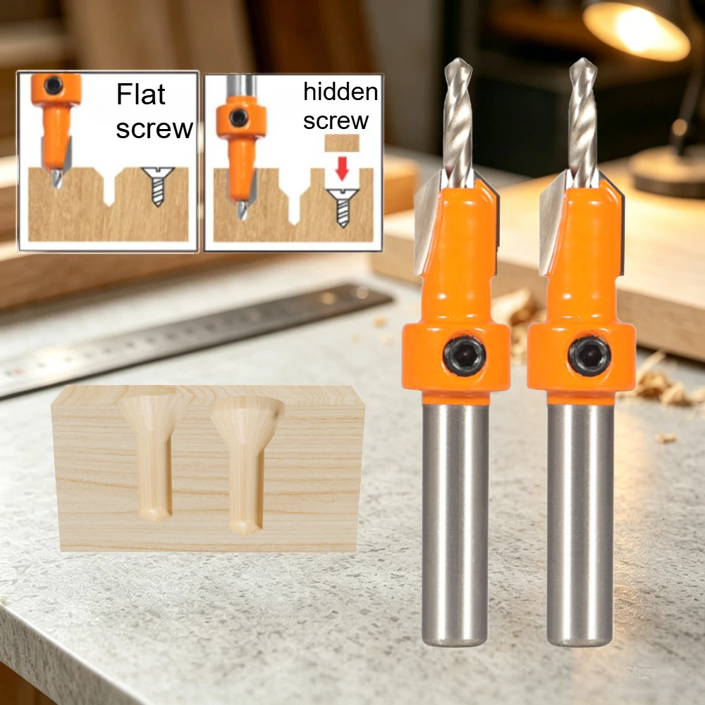Sinking Hole Drill, Woodworking Drilling Tool, Self Tapping Screw, Taper Hole Drill, Alloy Ladder Drill, 8 Handles