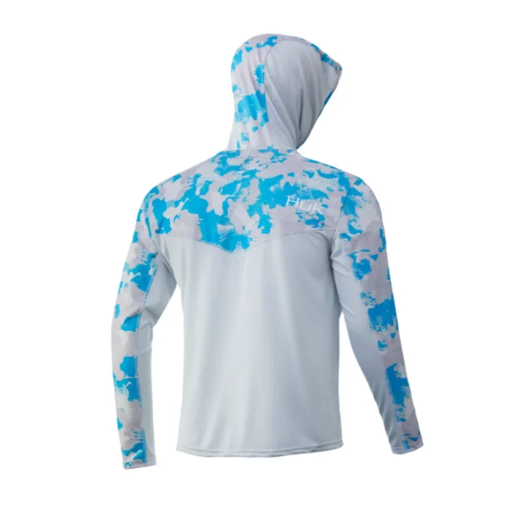 HUK hooded Fishing Shirts Long Sleeve Uv Protection Man Outdoor Summer Camouflage Moisture Wicking Jersey Fishing Apparel