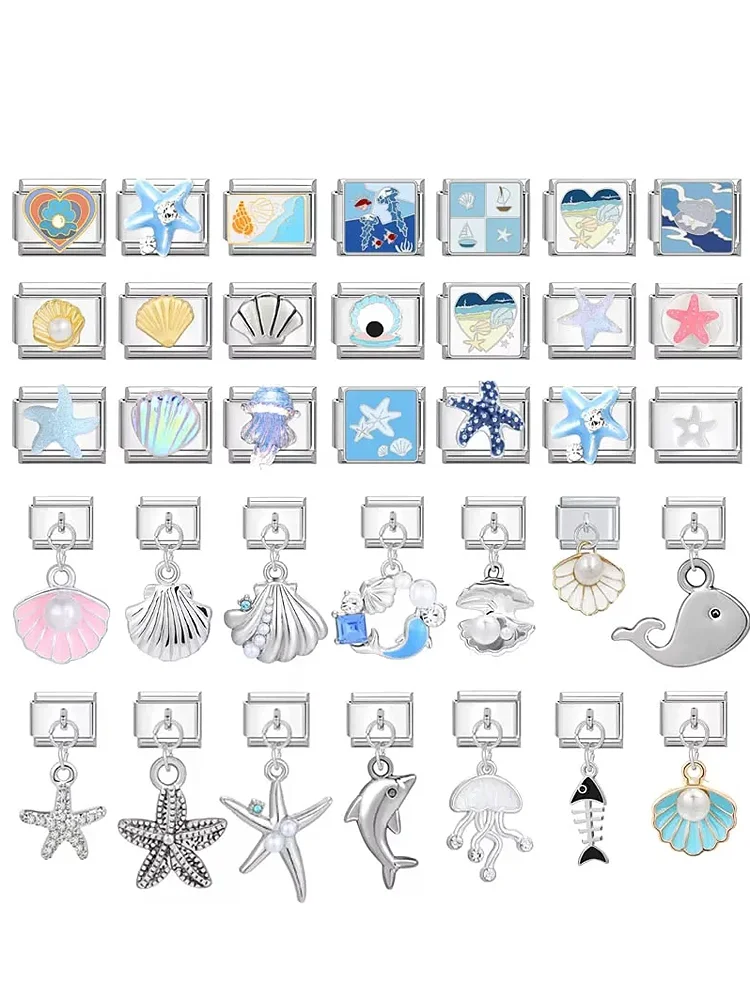 Pendentif en acier inoxydable Y2K pour document en or, nœud papillon, cœur, lune, étoile, lien de charme italien, convient au bracelet italien de 9mm, bijoux à bricoler soi-même