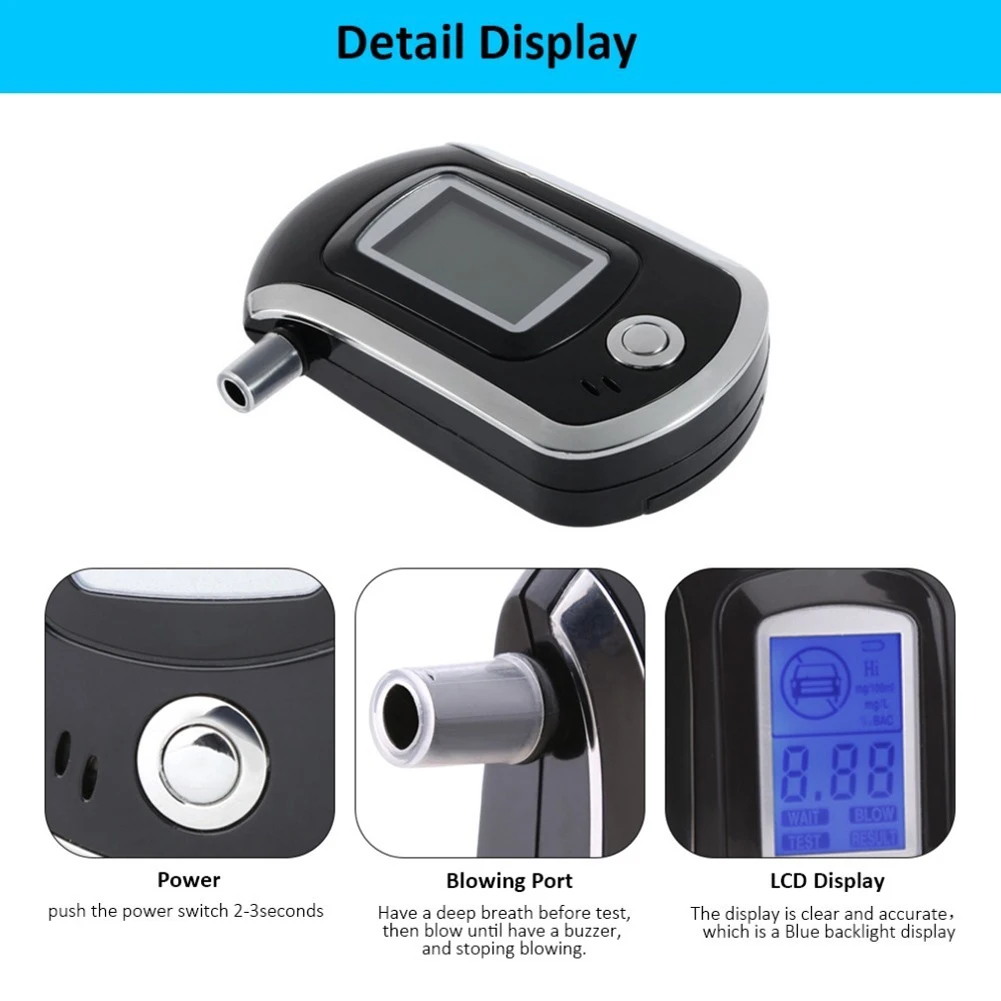 Mini Alcohol Breathalyzer High Accuracy Handheld Alcohol Analyzer Battery Powered Digital Alcohol Meter for Personal Use