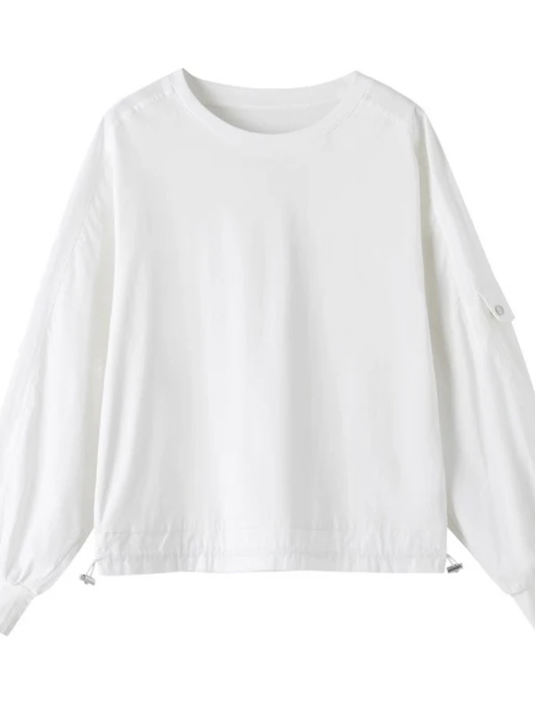 Coreano Sle oulder Lunghezza Sve round Ne Long irt Donna Faion Primavera Autunno Piccolo Design Sense Camicetta Top