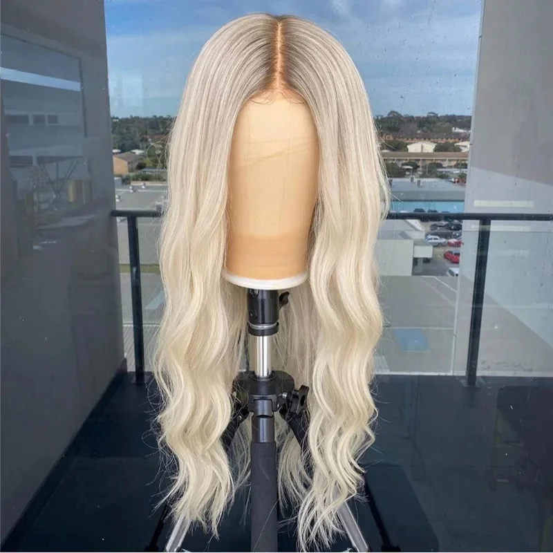 Soft 24Inch Highlight Blond Natural Body Wave HD Lace Frontal Wig Pre-Plucked Transparent Deep Part Wig for Women