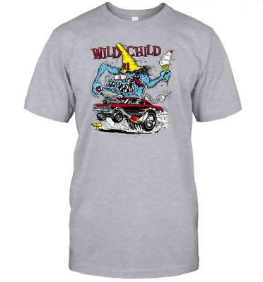 Ed Big Daddy Roth Rat Fink Hot Rod Wild Child T-Shirt S-5XL US Fanmade Tee Grey