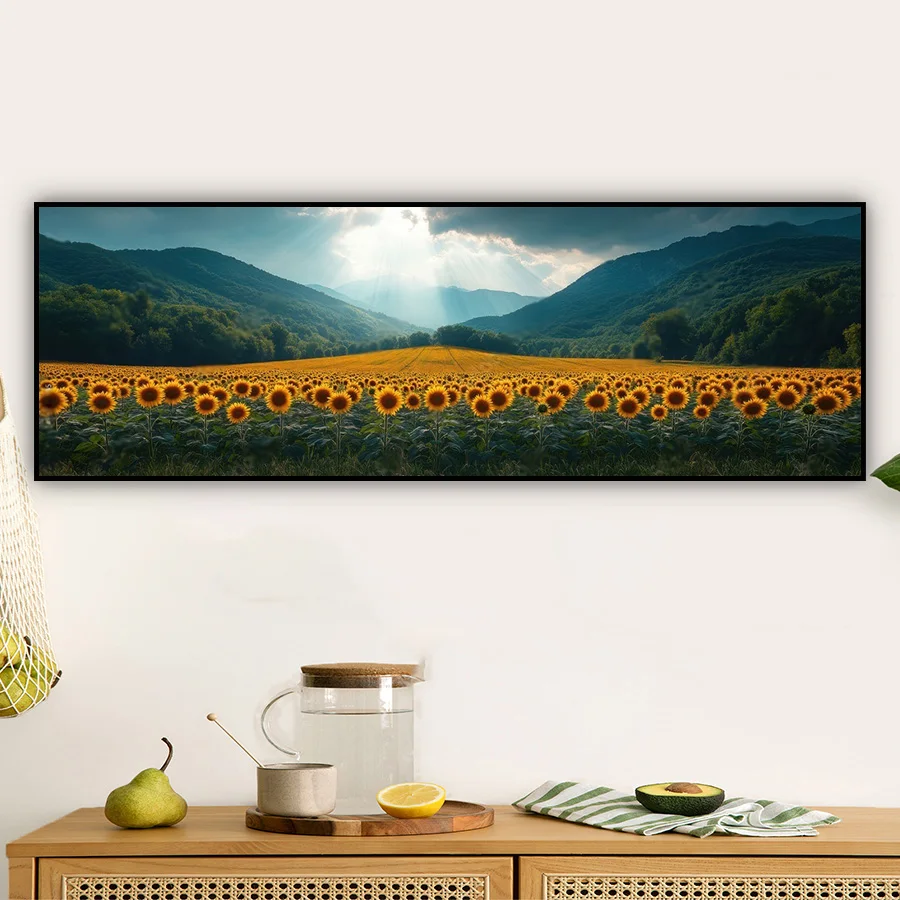 Natural Green Leaves Sunflower Flower Poster and Prints, Modern Wall Art, Canvas Painting for Living Room, Home Decor, No Frame