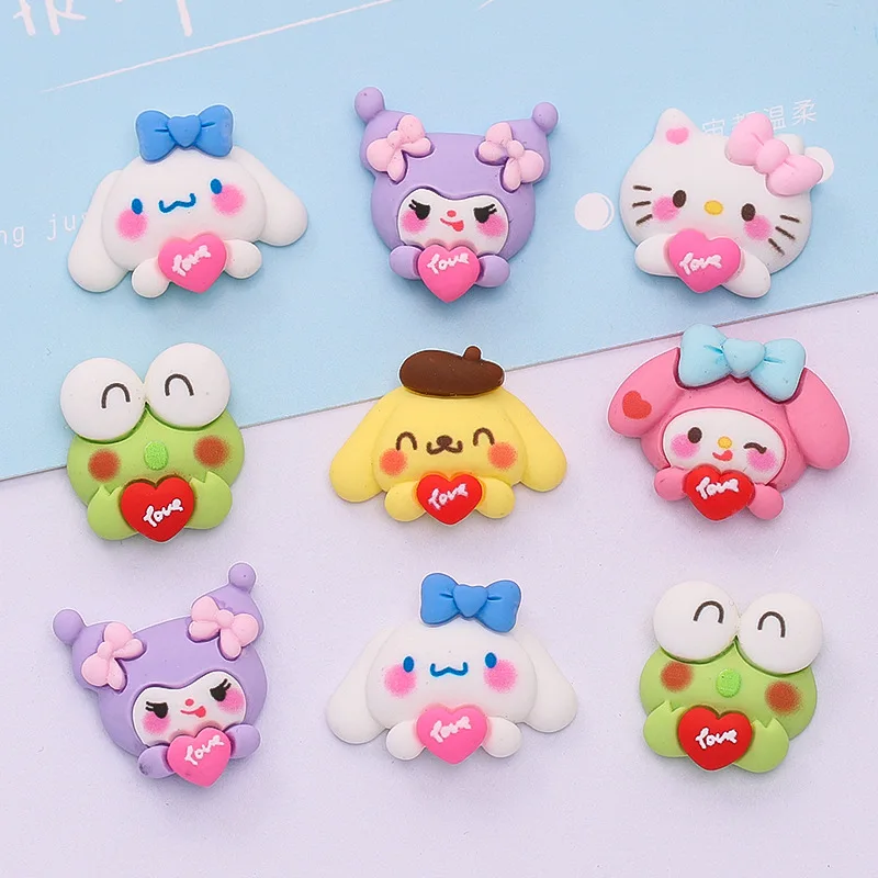 5pcs cartoon sanrio hello kitty flatback resin charms crafts embellishments diy cabochons decoration accessories