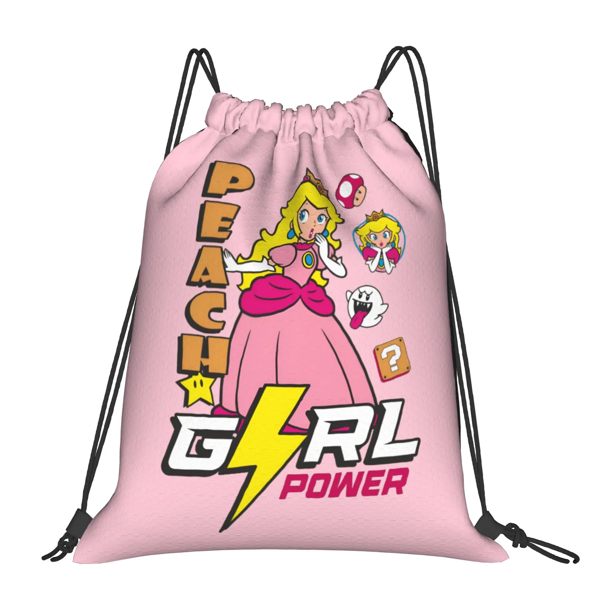 

Custom M-Marioed Drawstring Bag Women Men Portable Gym Sports Sackpack Peach Shopping Storage Backpacks