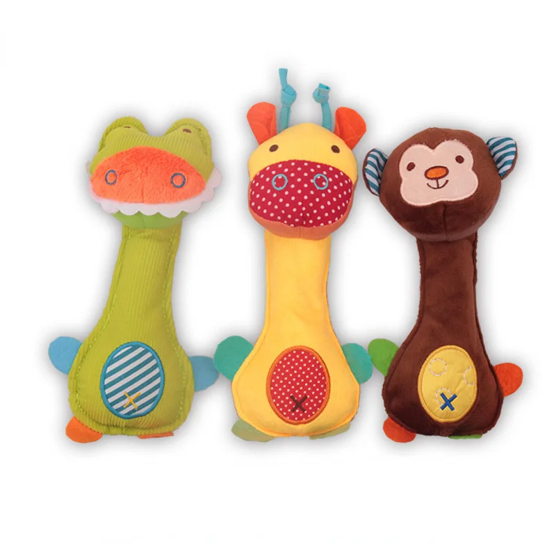 Hochet Mobile en Peluche pour Bébé de 0 à 12 Mois, Jouet avec Anneau et Cloche pour Nouveau-né, Animal de Dessin Animé