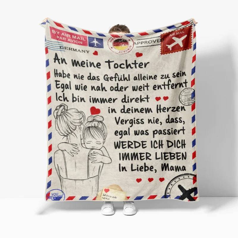 

German Letter Flannel Blanket For Kids Boys Girls Gift Picnic Travel Bed Sofa Chair Applicable All Season Message Throw Blanket