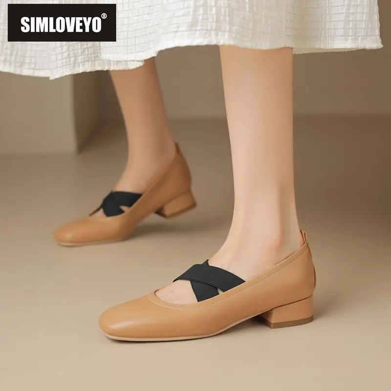 

SIMLOVEYO Design Korea Soft Flats for Women Square Toe Slip On Shallow Big Size 42 43 Leisure Elegant Daily Female Shoes Autumn