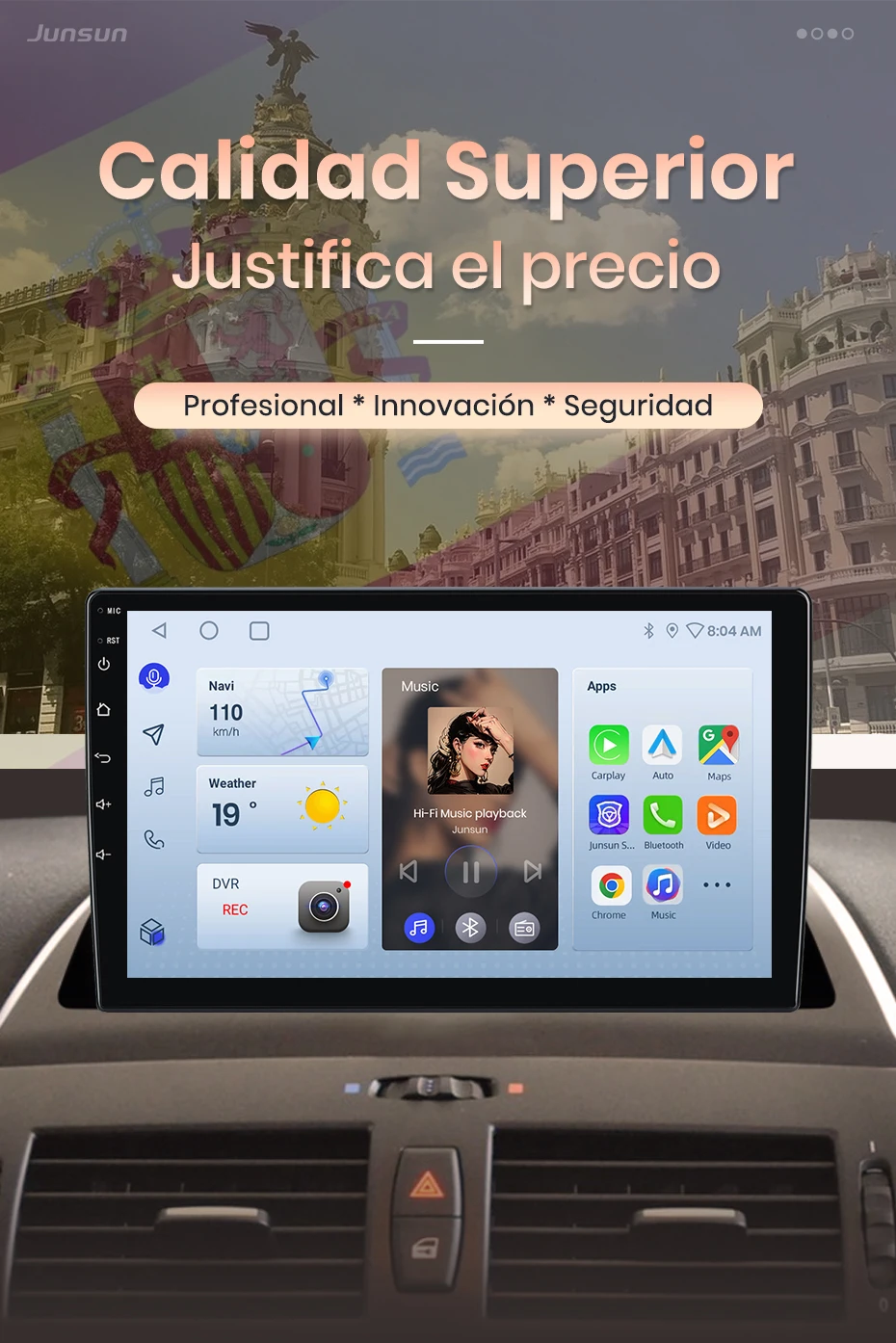 Junsun Wireless CarPlay Android Auto Autoradio für BMW X3 E83 2003 2004-2011 GPS Auto-Intelligentes System BT FM RDS Spanisch Lokal – Detail 1