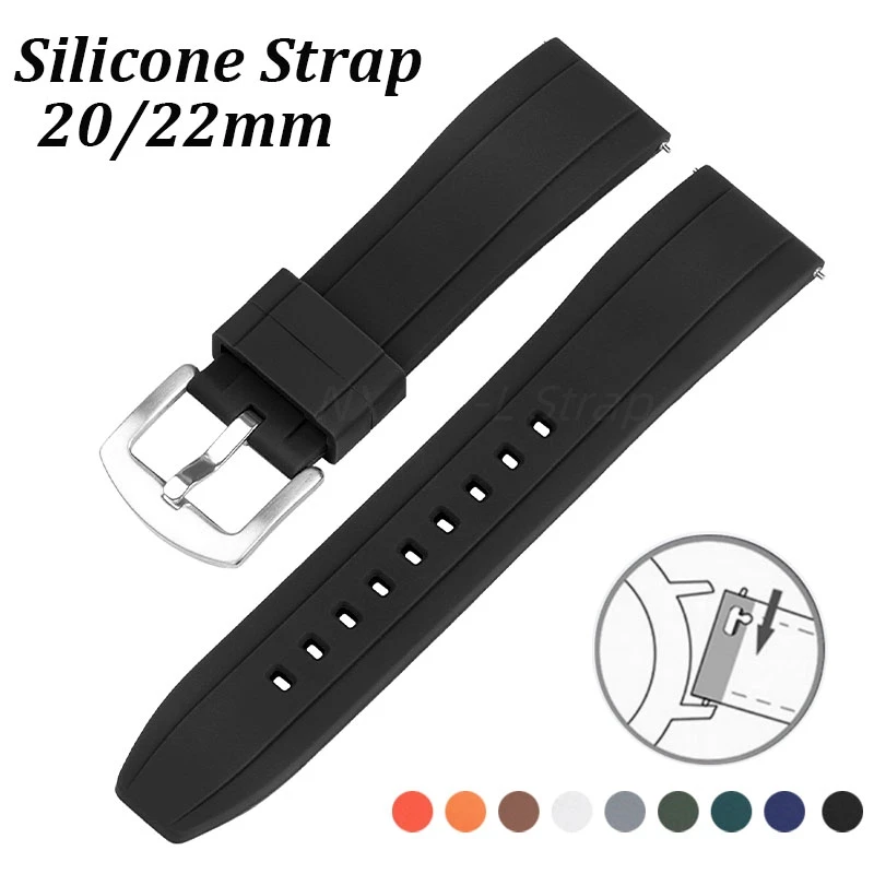 20 مللي متر 22 مللي متر حزام ساعة سيليكون ل رولكس حزام ل سايكو سوار الرجال Watrproof الرياضة حزام العالمي معصمه الإفراج السريع