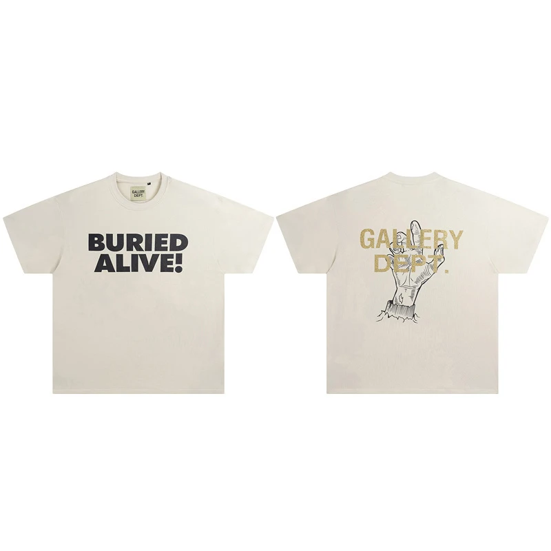 

Футболка Fla Poer Loose Short Sleeve с принтом Buried Alive, золотым штампом, в стиле хип-хоп, из хлопка, повседневная, для подростков