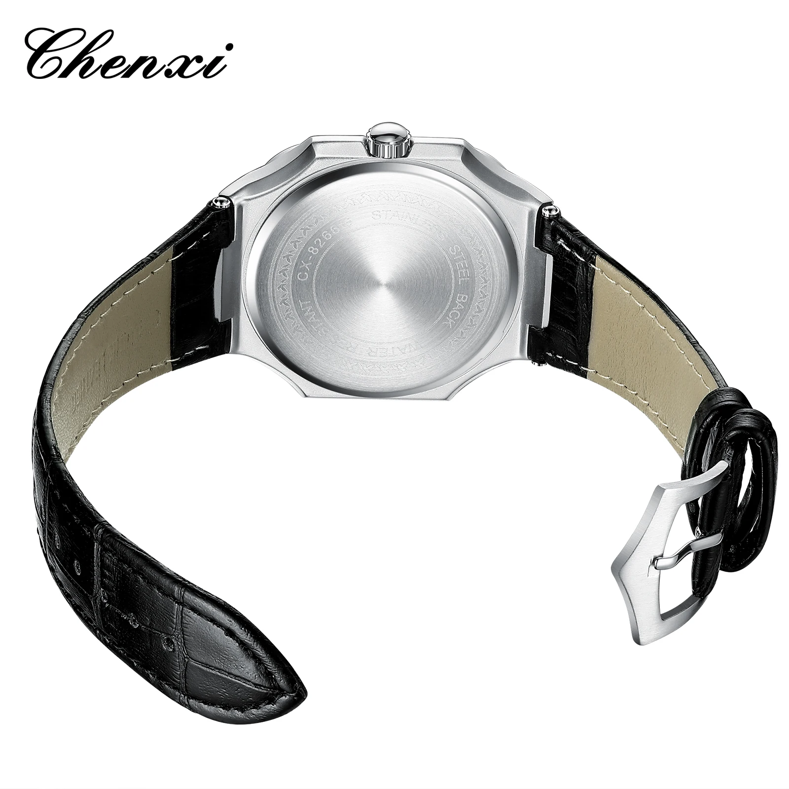 أزياء الرجال ساعة جلدية العلامة التجارية الفاخرة الحصان الهاتفي ساعات كوارتز للماء التقويم مربع ساعات المعصم للرجل CHENXI