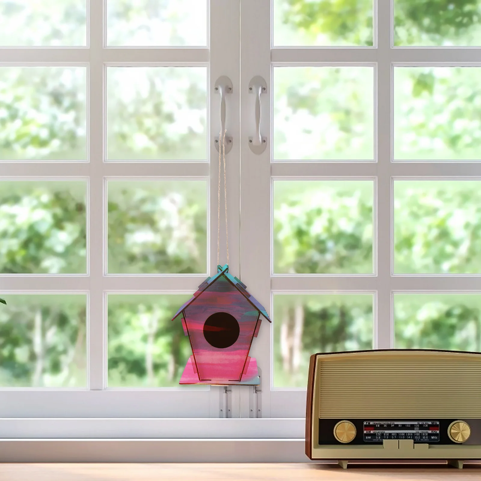 2 set di casette per uccelli in legno kit fai da te artigianato in legno non finito per bambini pittura graffiti decorazioni per il giardino di casa ciondolo albero di Natale