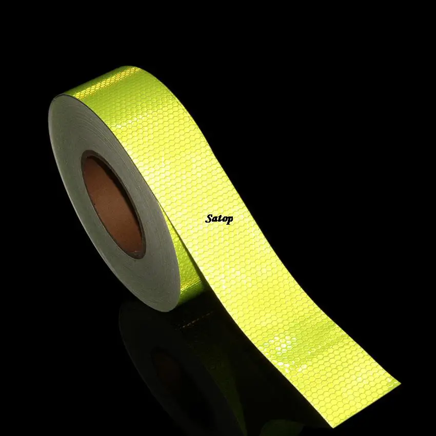 5cm*25m HoneyComb PVC Material Self Adhesive Reflective Sheeting Tape Fluorescent Yellow Reflector Tape Car Stickers For Bicycle