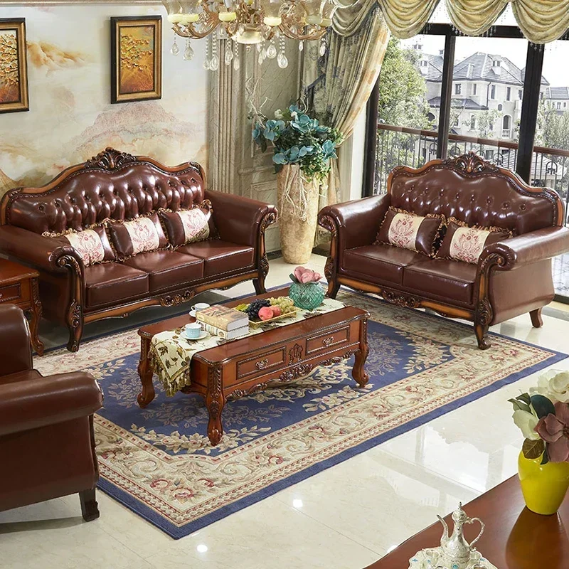 Reception High Back Fancy Sofas Soft Luxury Vintage Living Room Sofas Sectional Leather Designer Divano Letto Hotel Furniture