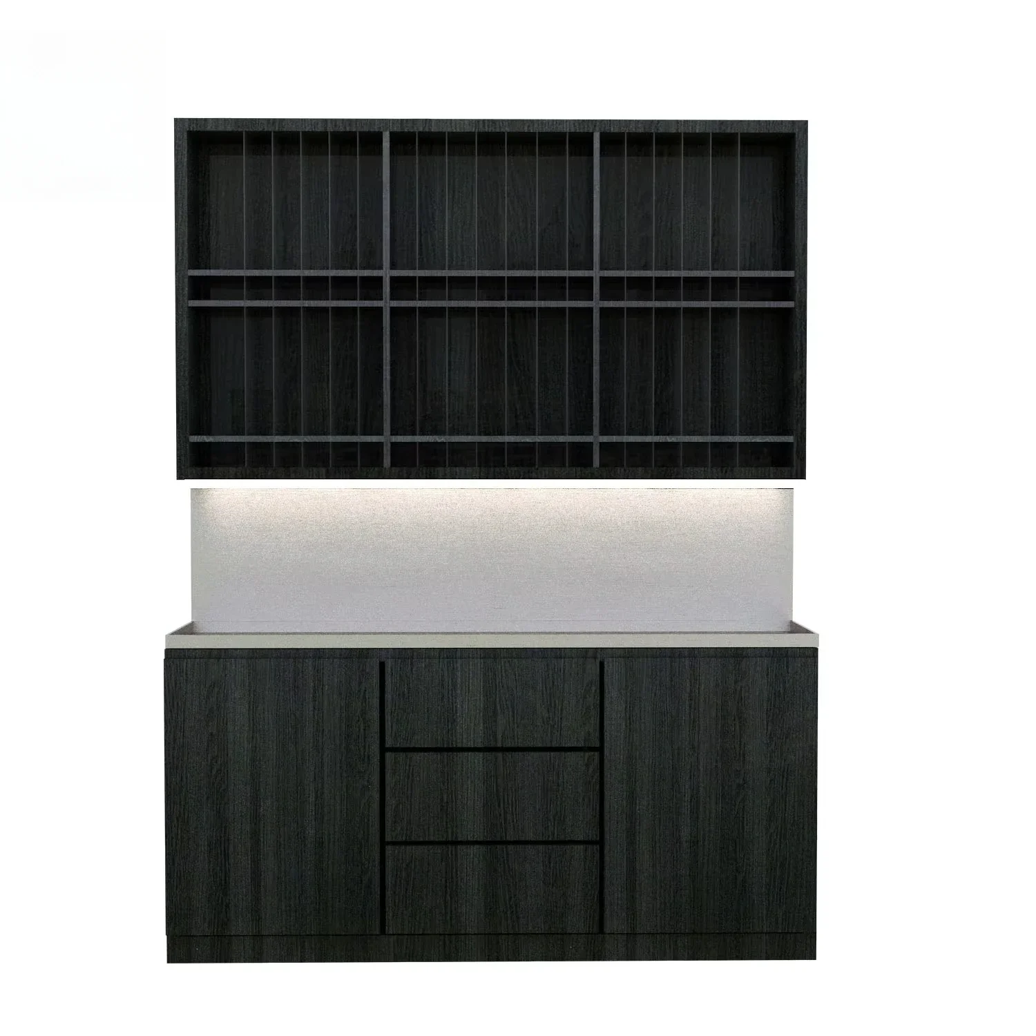 Hair Salon Black Custom Cabinet MDF Shampoo Color Bar Cabinet Station