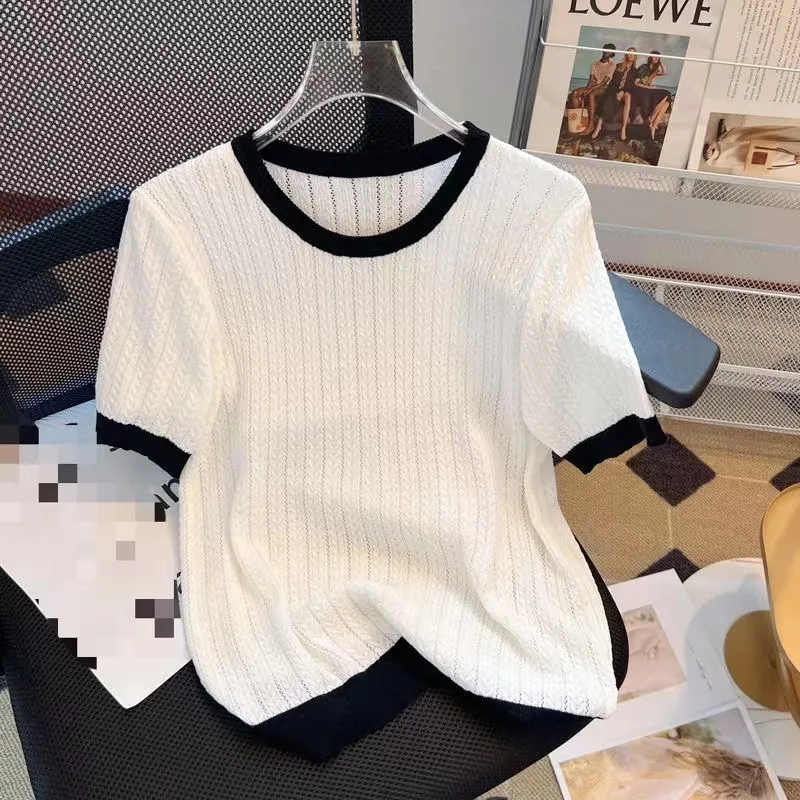 

Летний ор Све Трикотажные мужские тонкие полые цвета Blo Design Повседневный топ Модный круглый Ne Свободный крой Американский Ca...