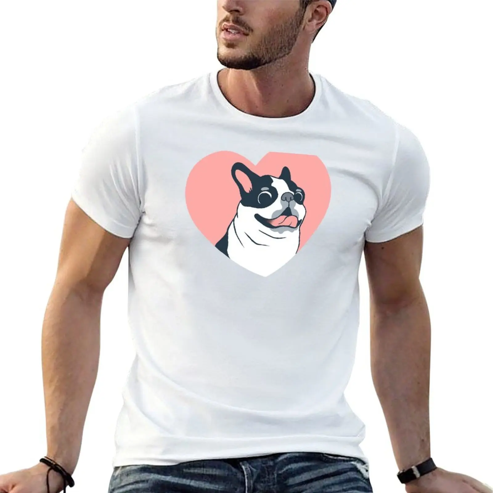 Boston Terrier Love T-Shirt man t shirt cotton high quality man t shirt heavy cotton t shirt man cotton T-shirt