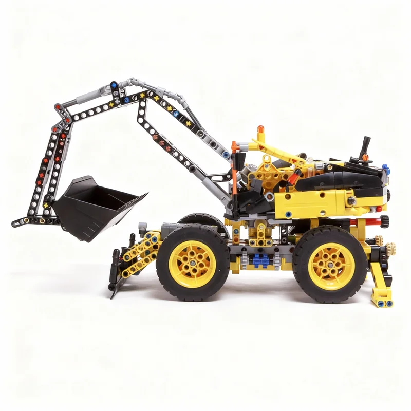 895 peças MOC Escavadeira sobre Rodas Volvo, Modelo Técnico Elétrico, Blocos de Construção, Ideia de Presente de Natal, Brinquedo Educativo