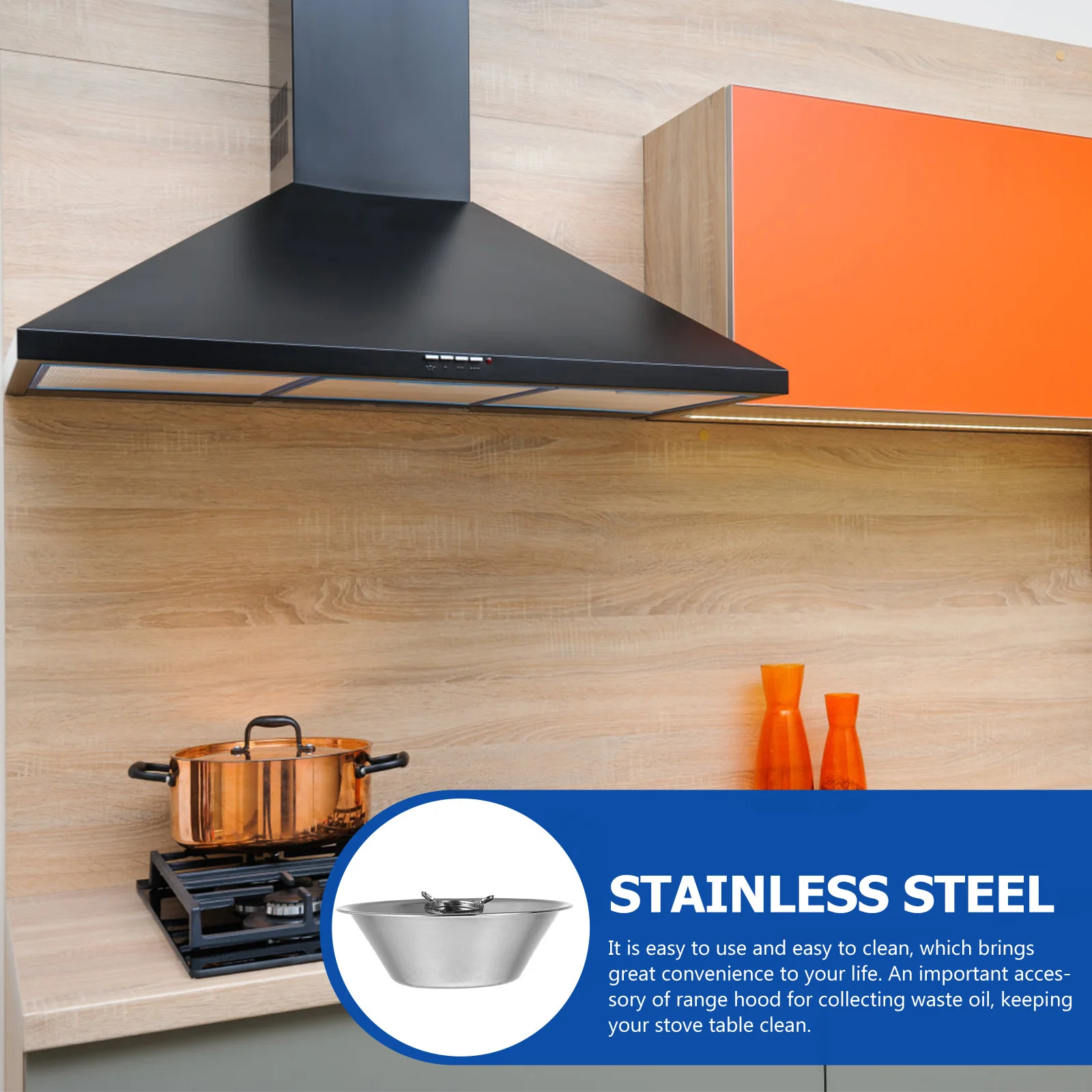 

Stainless Steel Range Hood Oil Collecting Cup Kitchen Replacement Metal Oil Cup Grease Catcher Easy Clean