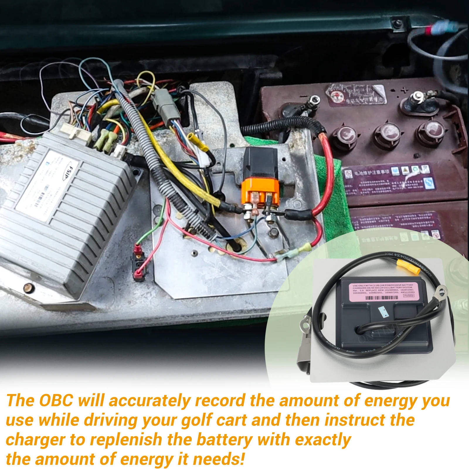 Golf Cart On Board Computer OBC with Square 6-pin Plug For Club Car DS Electric 48v Regen II， 101909902 103697201 AM1229201