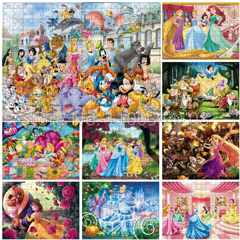 

Disney Characters Jigsaw Puzzle Princess Snow White Cinderella 300/500/1000 Pcs Cartoon Wooden Puzzles Children's Handmade Toys