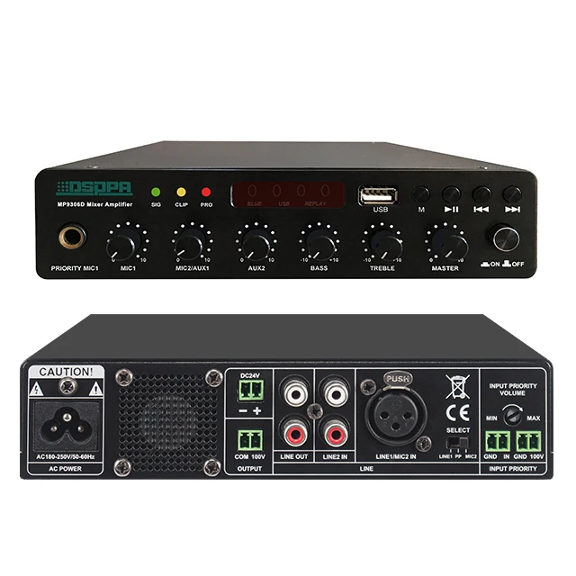 2x30w 2 Channel Mini Class D Digital Mixer Amplifier