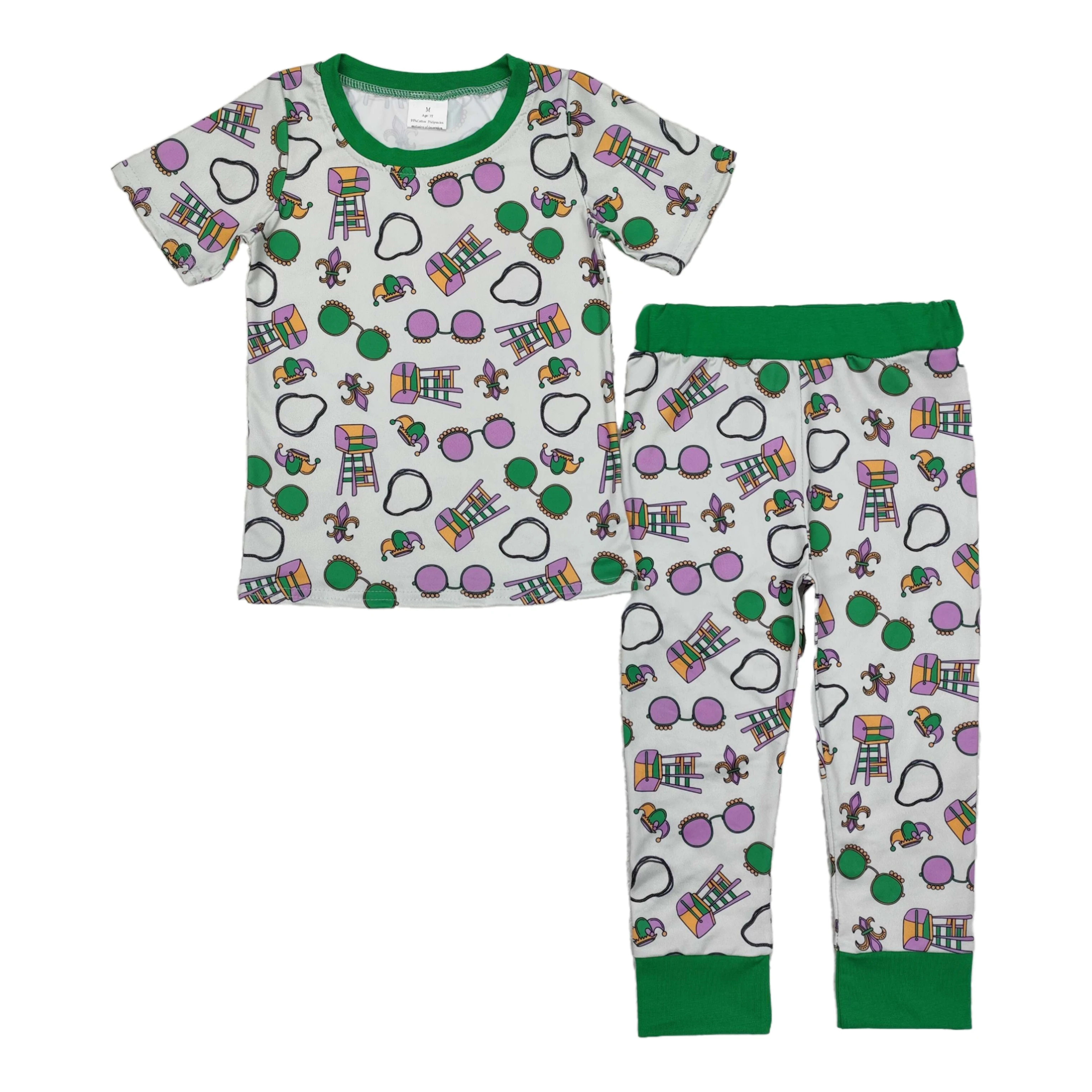 

Wholesale Baby Girl Mardi Gras Outfits Kids Green Crawfish Short Sleeves Clothes Children Toddler Spring Leggings Pants Set