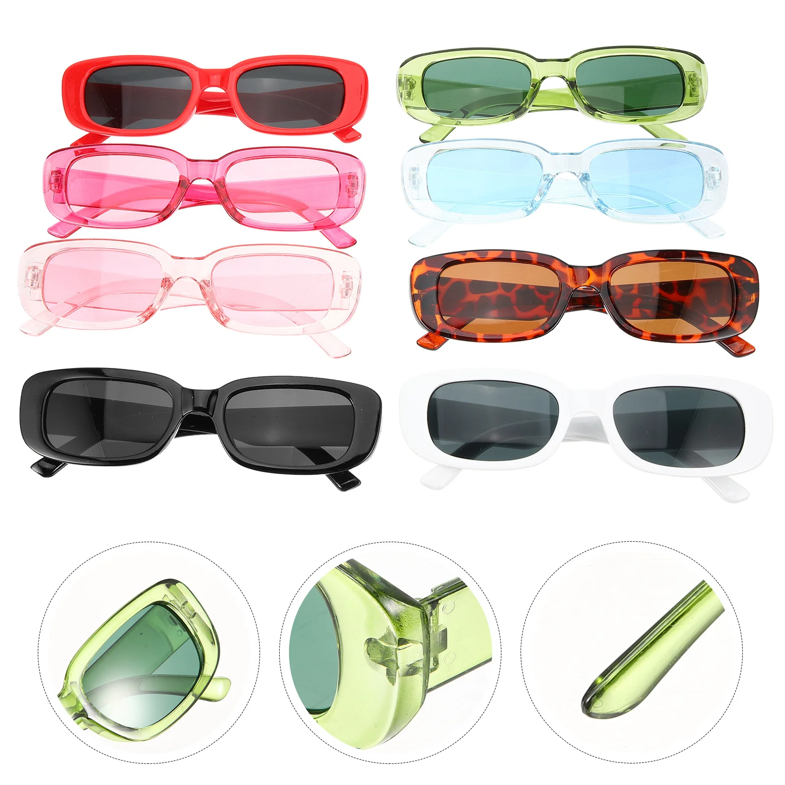 

8Pairs Vintage Square Sunglasses Women Lightweight Comfortable Adjustable Nose Pads Protective Sunglasses for Summer Travel