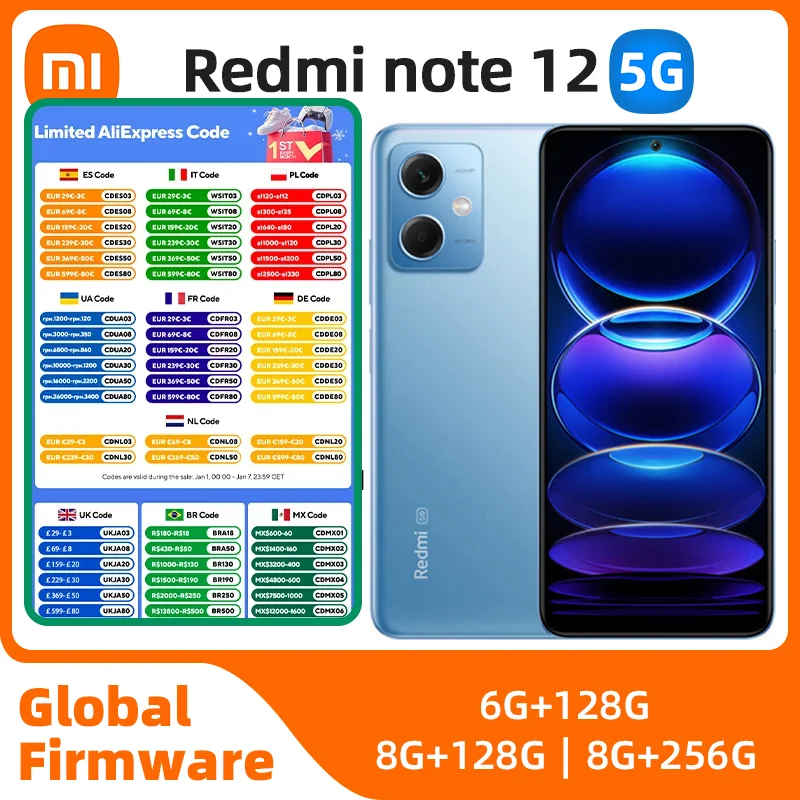 Xiaomi Redmi note12 5G 6.67inch OLED Screen 48MP Camera 5000mah Battery Unlocked used phone