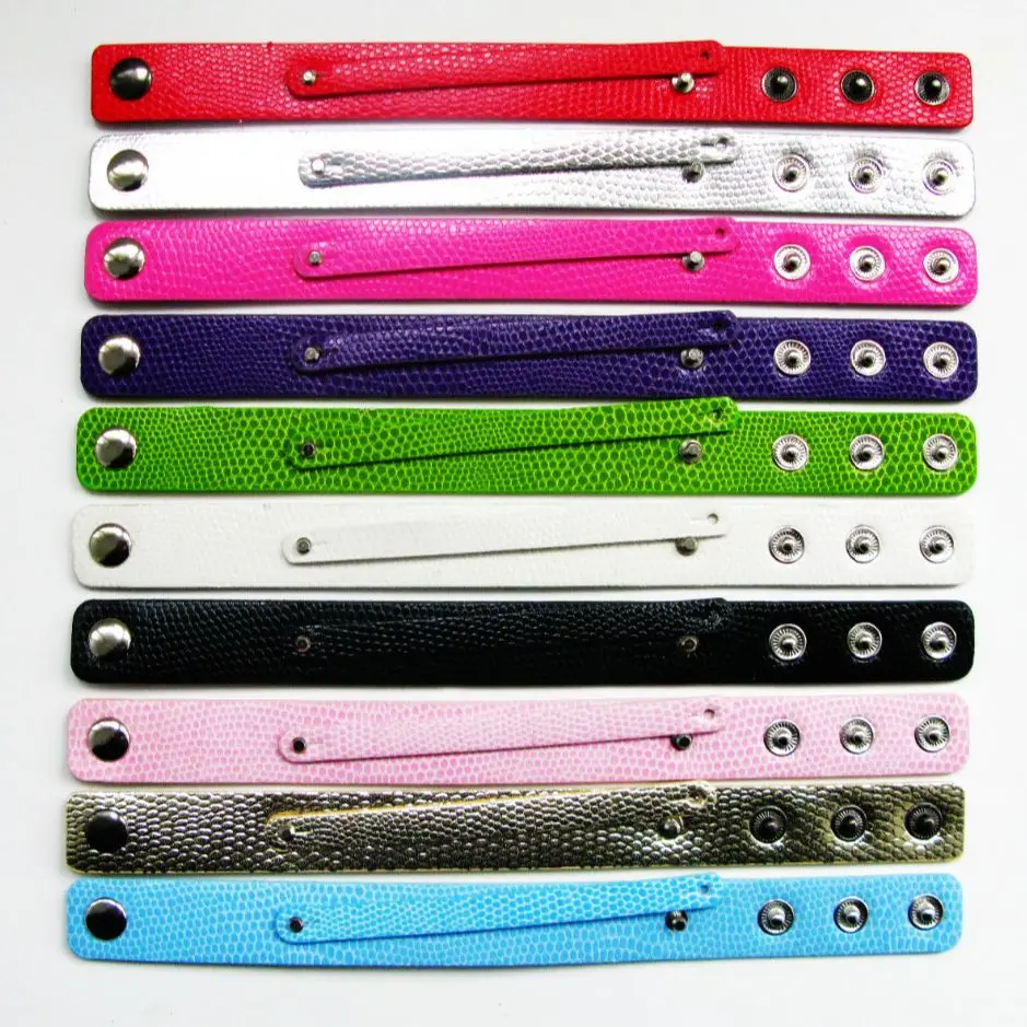 10PC/lot 18mm wide / 21cm length PU Leather Wristband Bracelet With 8MM Slide Bar Fit For 8mm slide letter charms