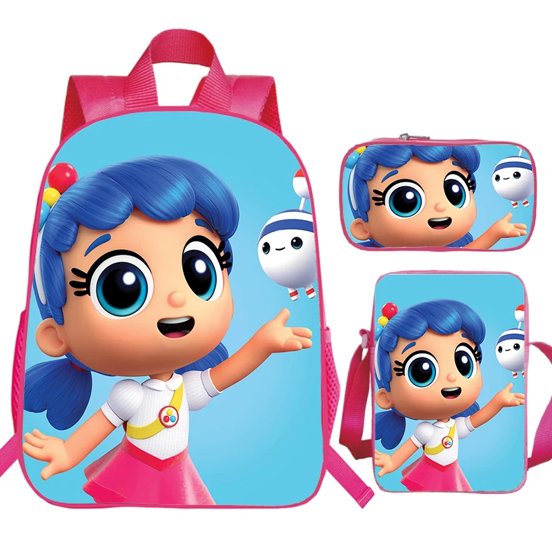 Children True and the Rainbow Kingdom Backpack 3 PCS Kindergarten Bag Girls Schoolbag Large Capacity Bookbag Kids Pink Backpacks