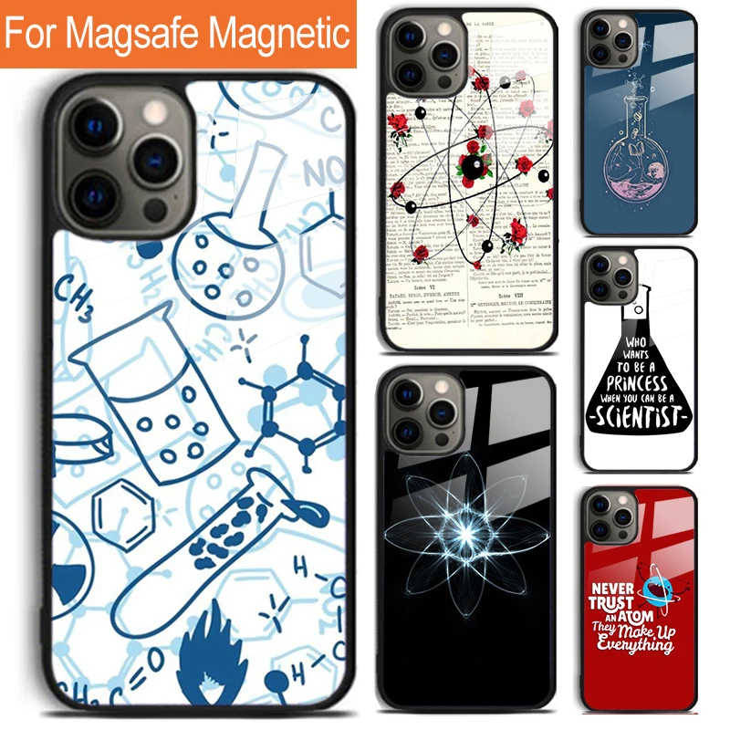 

Чехол для телефона Atom Chemistry Science Design для iPhone 17, Air 16, 15, 14, 12, Pro Max Plus Magsafe, магнитный чехол для беспроводной зарядки