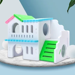 Hamster Wooden House Nesting Habitat Small Animals Colored Play Hut Villa Chew Toys for Dwarf Hamster Sleep 2 Colors Rat cage